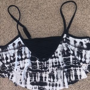BLACK AND WHITE TIE DYE BATHING SUIT TOP